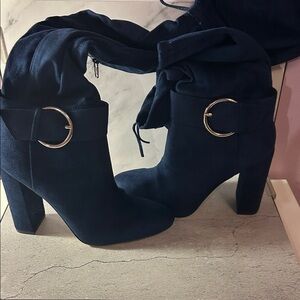 Shoe Dazzle Midnight Blue Knee High  Heeled Boots